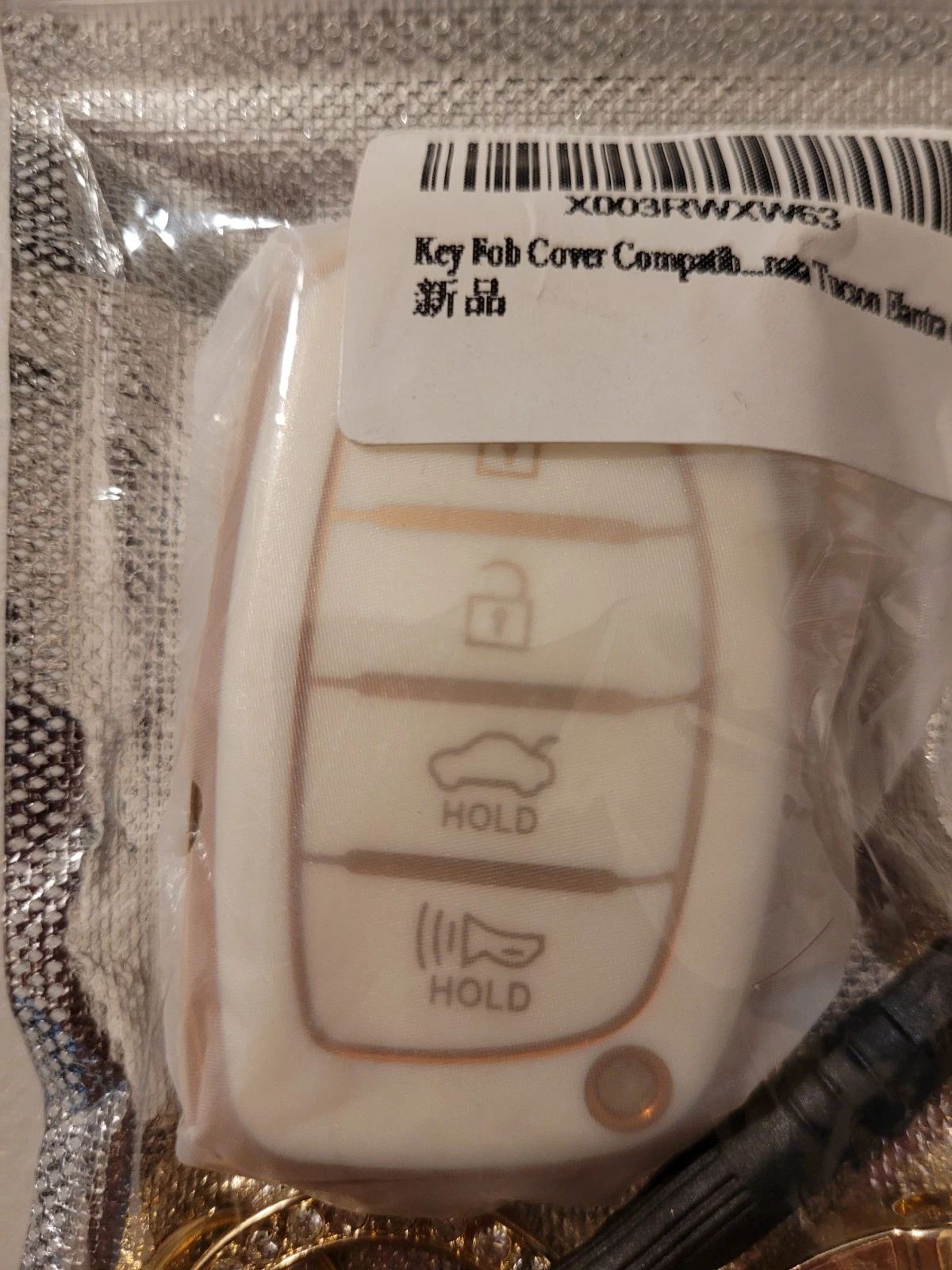 White Full Cover Key Fob Case w/Keychain For Hyundai Elantra/Son - photo 4