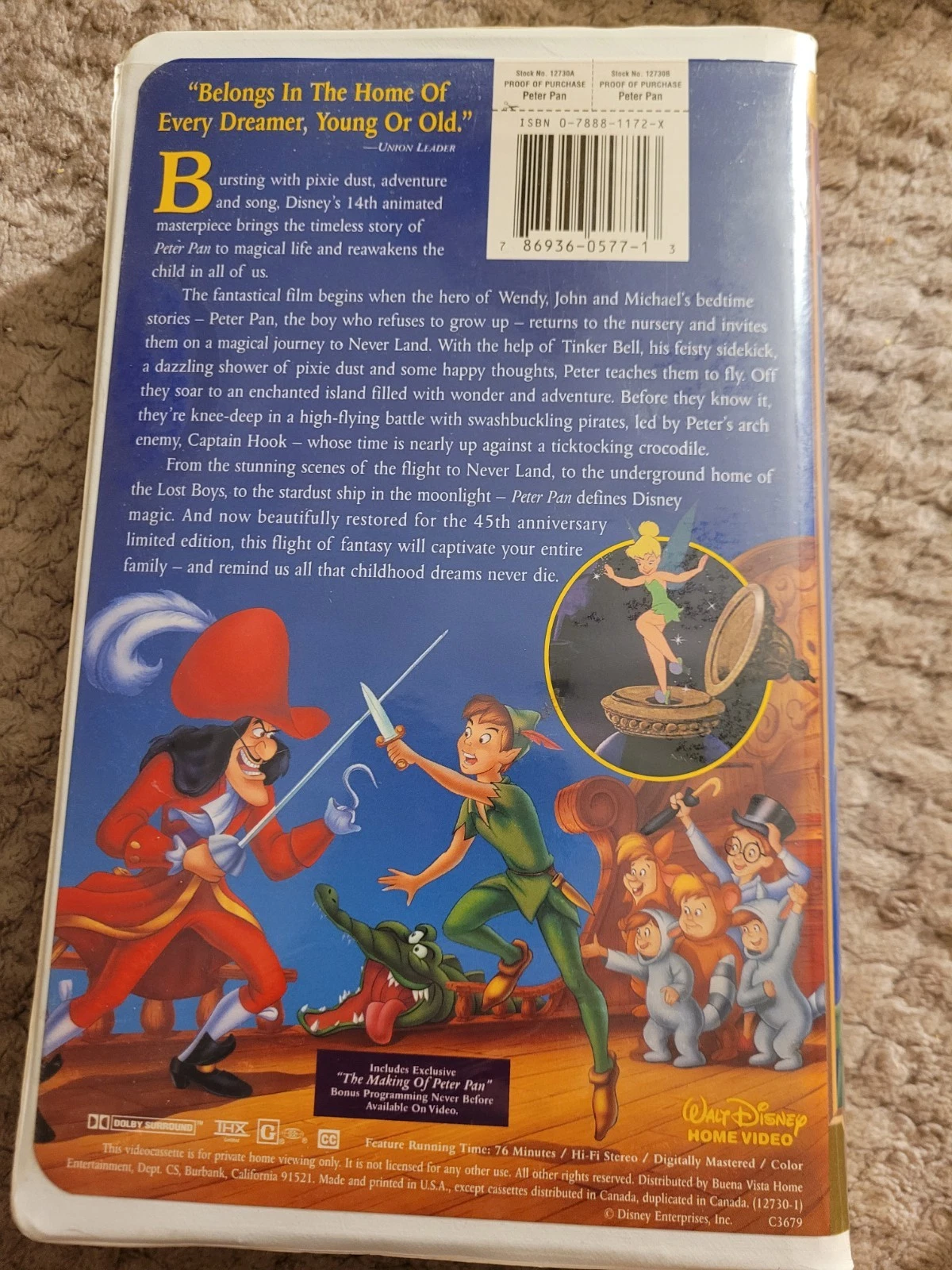Peter Pan VHS (1998, 45th Anniversary Limited Edition) - photo 3