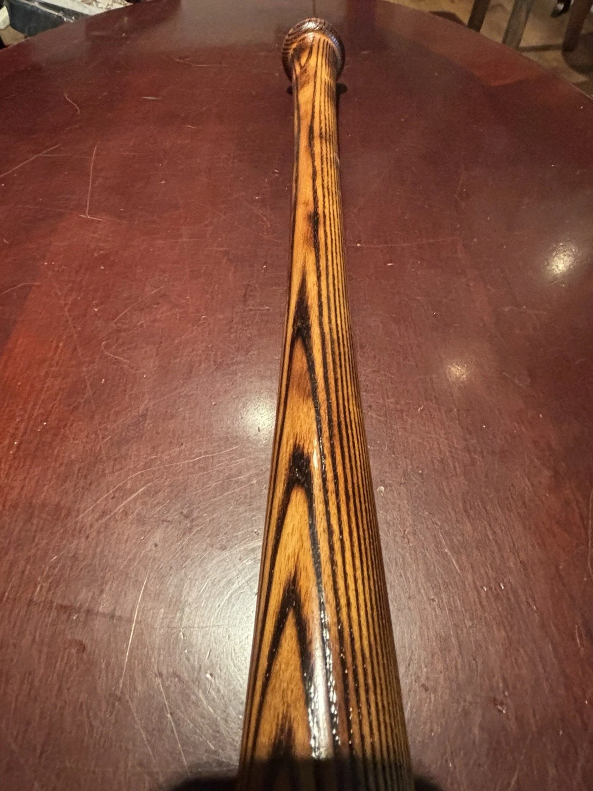 Custom Hand-Burned Tiger Stripe Baseball Bat - Gloss Finish Disp