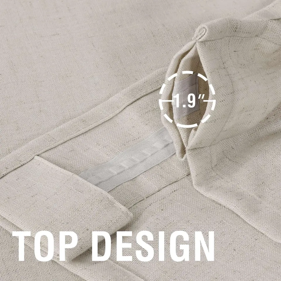 Brand new long beige linen curtain panels - 52"w 108"L - photo 4