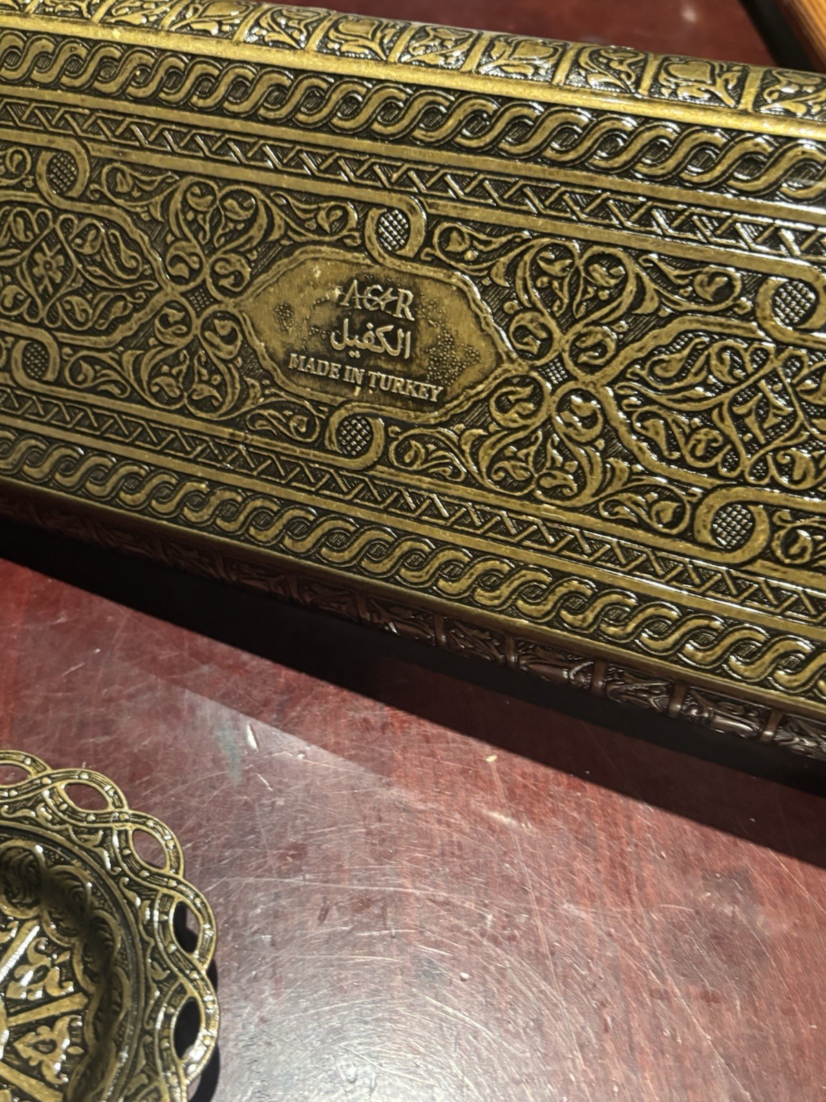 Ornate Turkish Brass Tray with Bowl Set - photo 3
