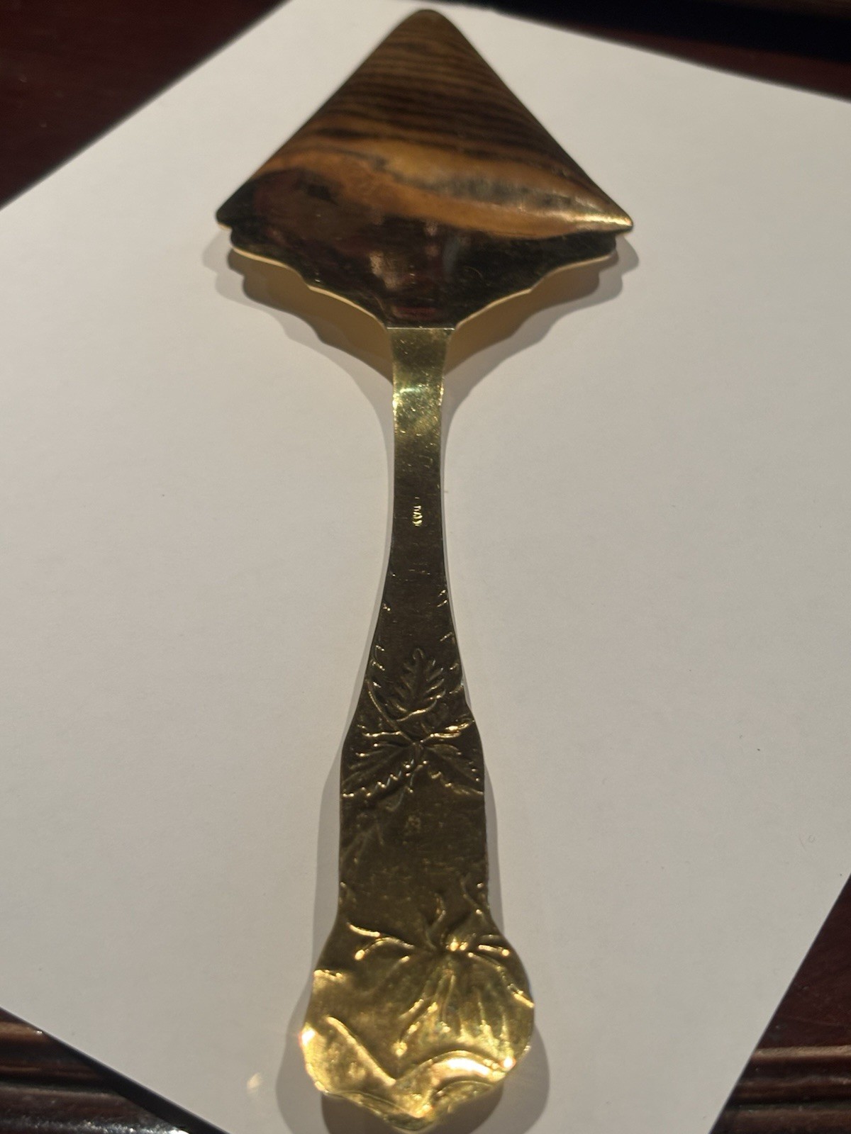 Ornate Gold Tone Cake Pie Server - Floral Engraved Made in Italy - photo 4