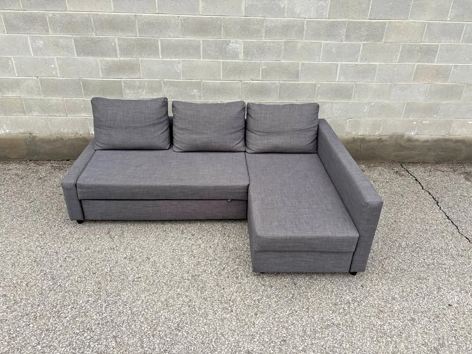 Grey Sectional Sofa Bed with Chaise Storage - Free Delivery