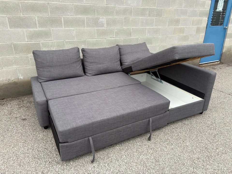 Grey Sectional Sofa Bed with Chaise Storage - Free Delivery - photo 2