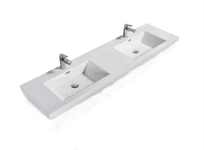 81" Wall-Mounted Double Bathroom Vanity Top - White