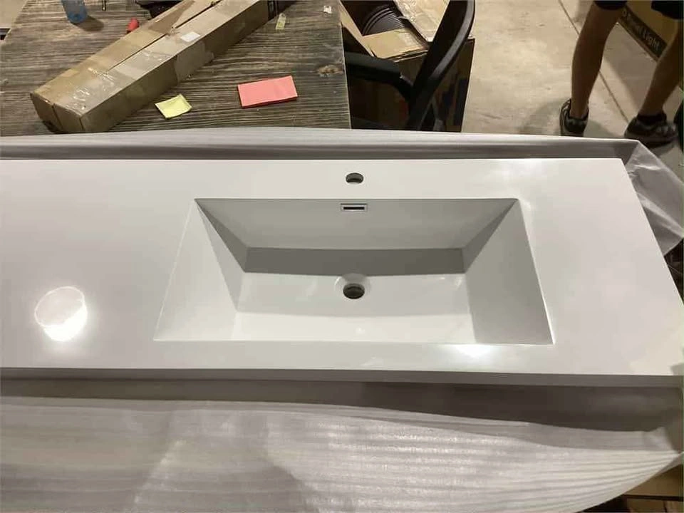 81" Wall-Mounted Double Bathroom Vanity Top - White - photo 3
