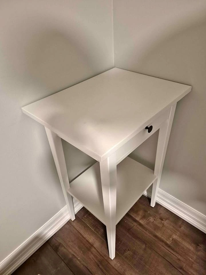 IKEA HEMNES Nightstand / Side Table - White Solid Wood