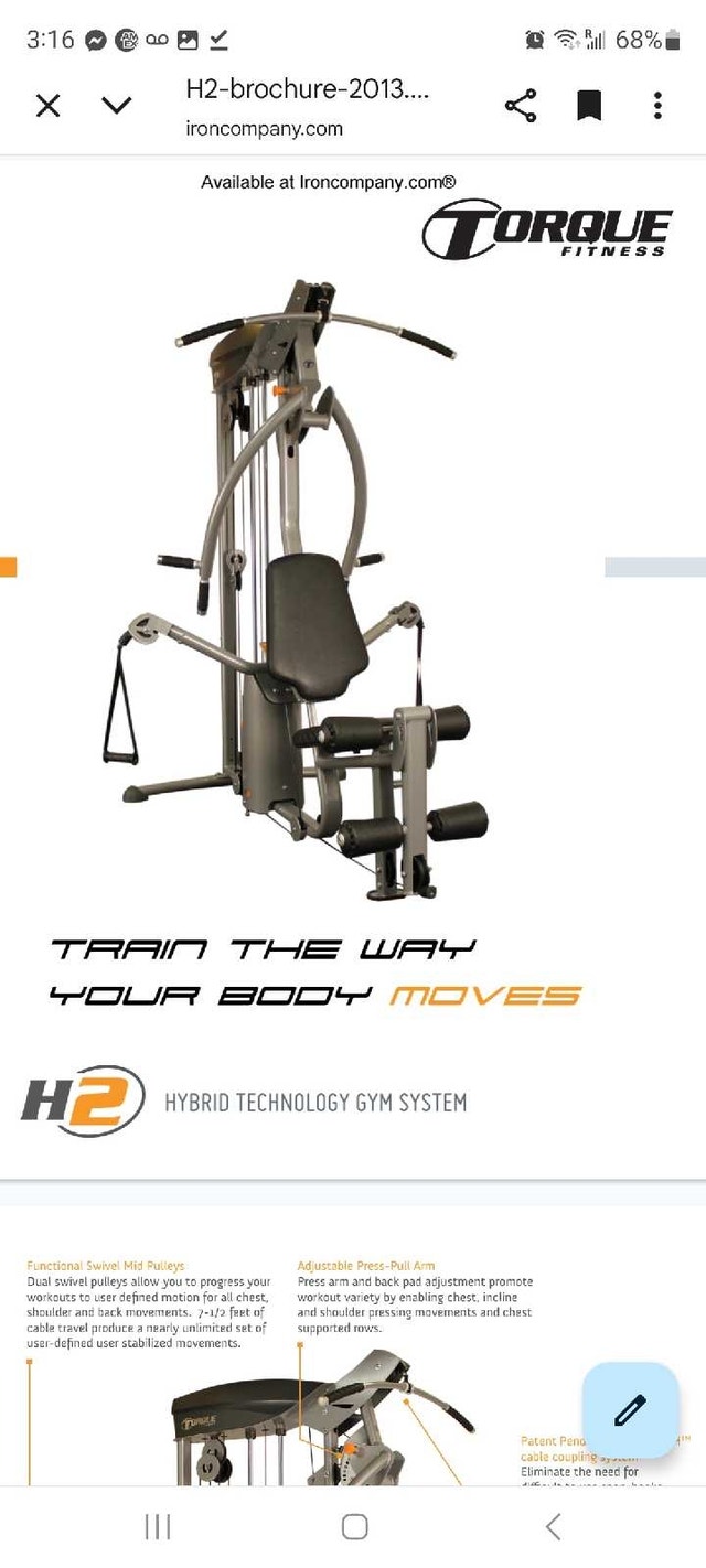 TORQUE H2 Hybrid Home Gym - Like New!