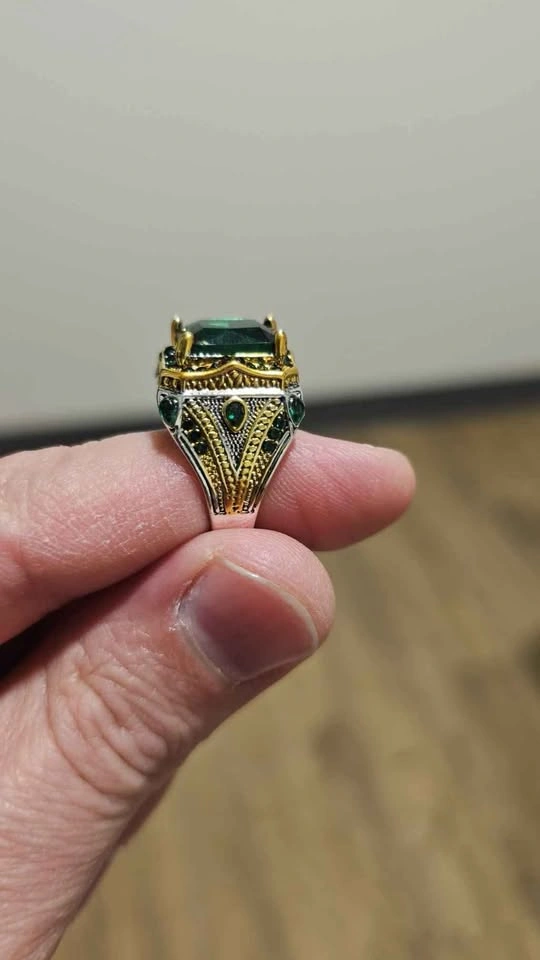 Mens Green Stone Ring - photo 2
