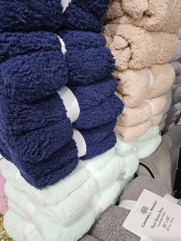 Sherpa Fleece Blanket 50x60 - Navy, Pink, Mint - photo 2
