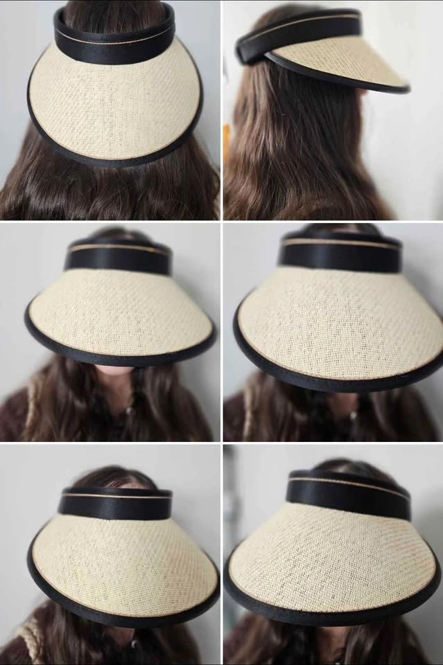 Lot x45 NWT Paper Straw Roll-Up Sun Visors - photo 3