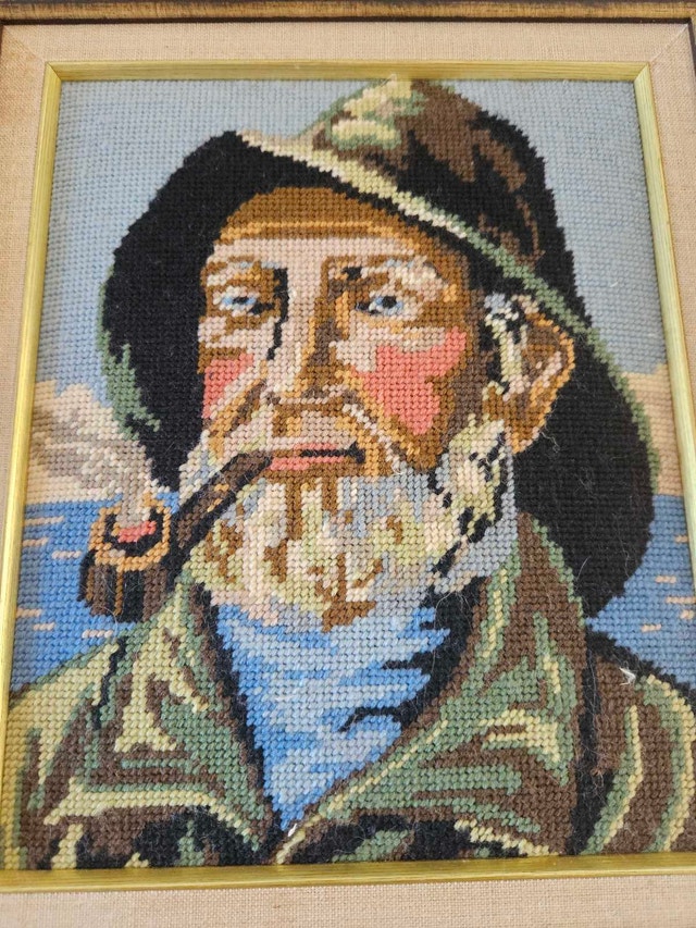 Vintage Fisherman Needlepoint