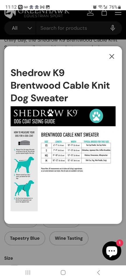 Shedraw K9 Cable Knit Dog Sweater XS - New with Tag - photo 3