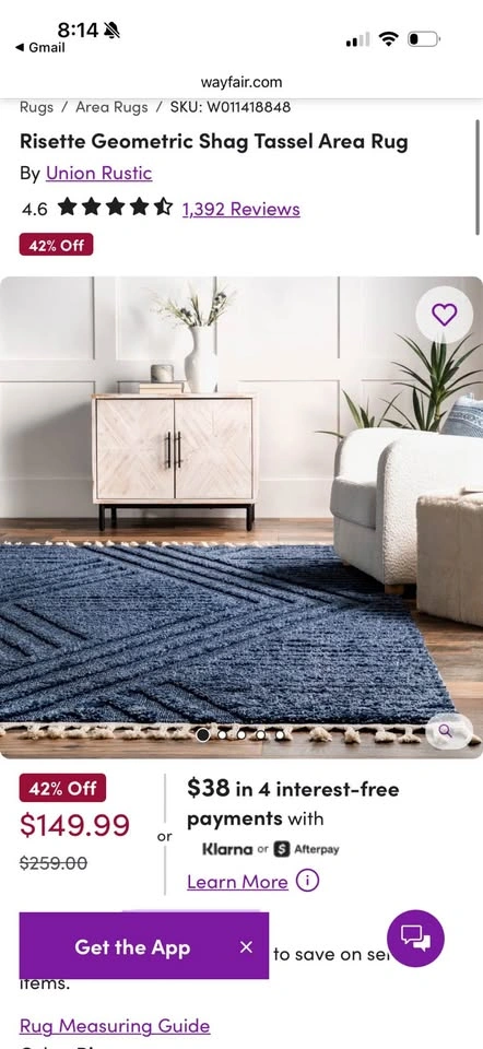 Brand new area rug, blue, 5x8 - photo 2