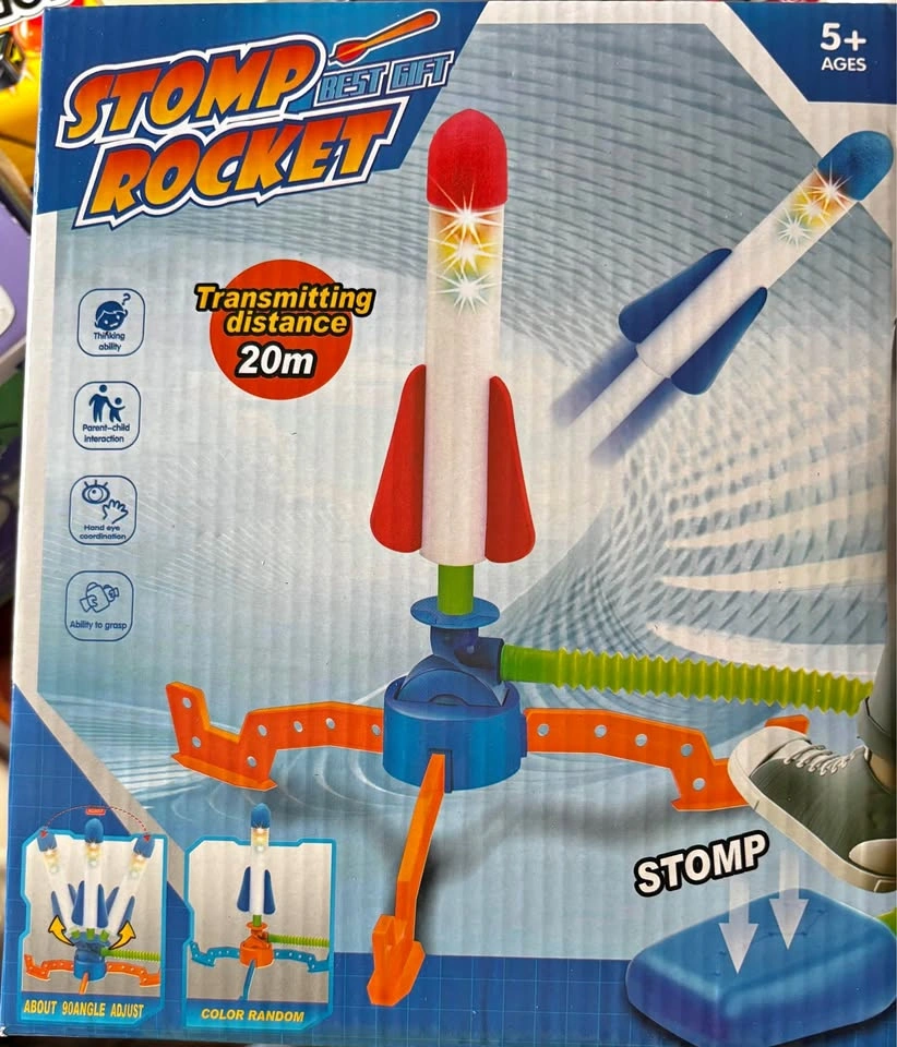 Kids Stomp Rocket Launcher Toy Outdoor Air Powered Foam Rockets