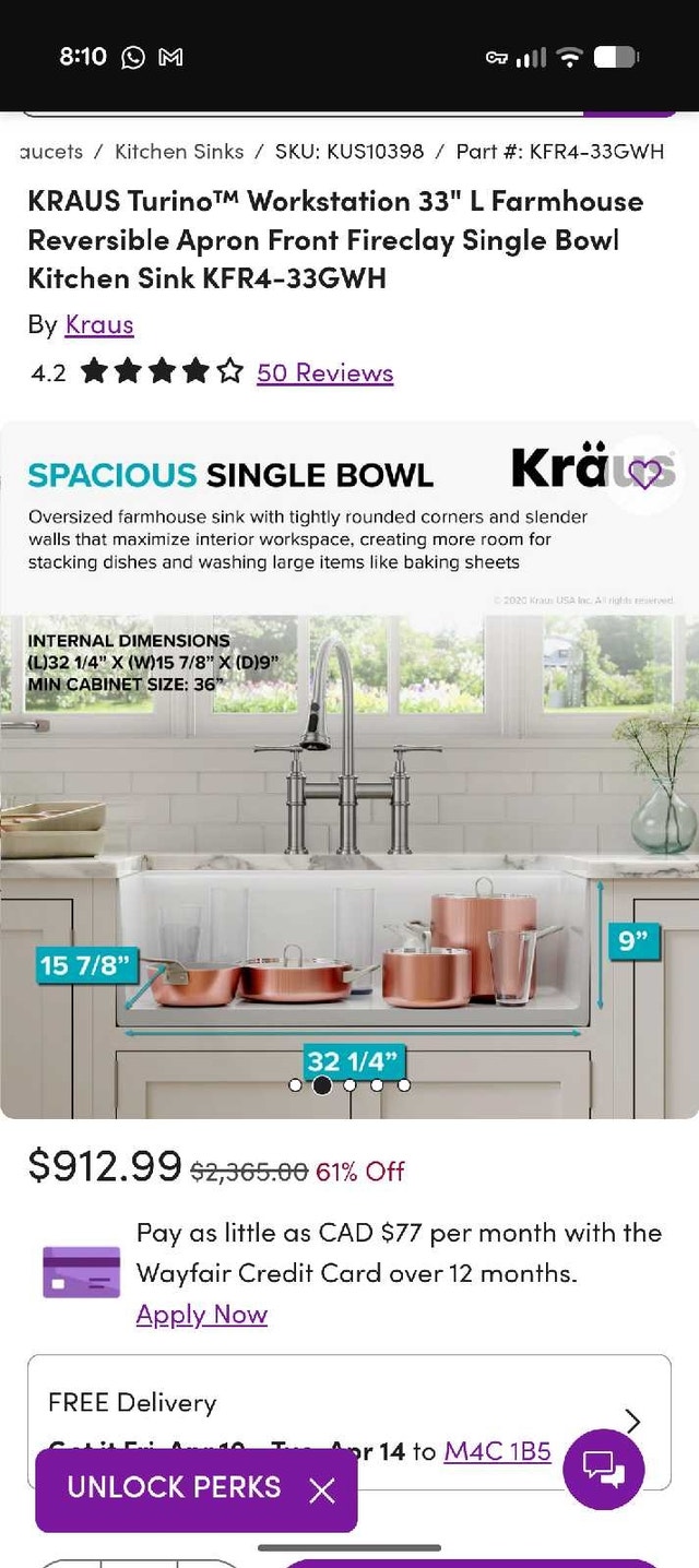 Kraus Turino Ceramic Kitchen Sink, Reversible! - photo 4