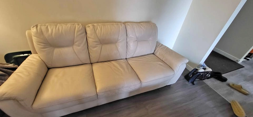 Beige leather couch