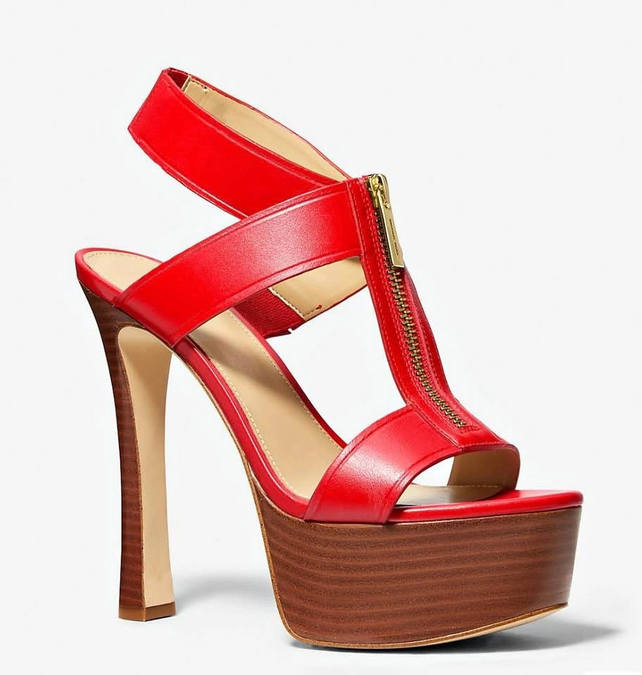 Michael Kors Red Platform Heels with Zipper Detail