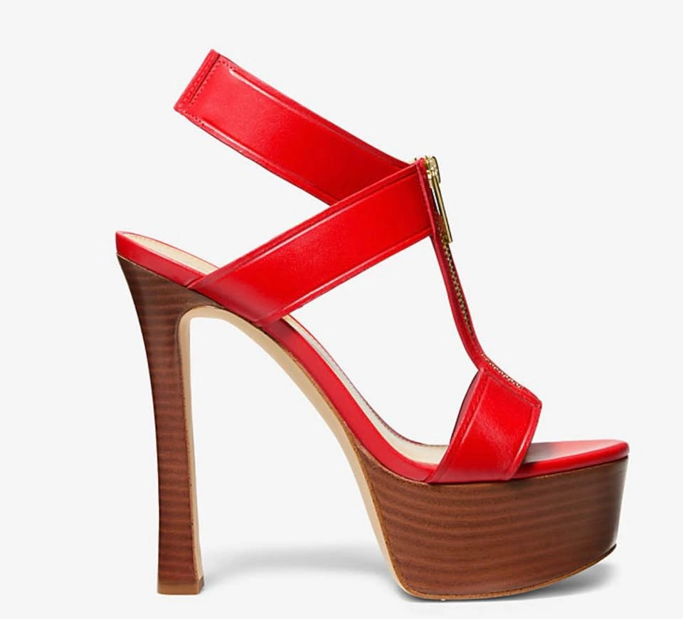 Michael Kors Red Platform Heels with Zipper Detail - photo 2