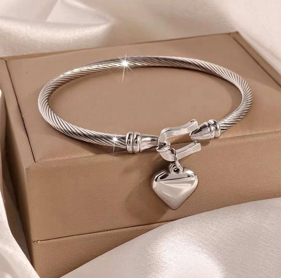Stylish Stainless Steel Twisted Cable Bangle Bracelet