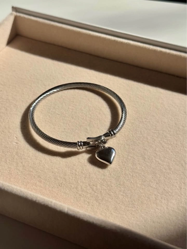 Stylish Stainless Steel Twisted Cable Bangle Bracelet - photo 2