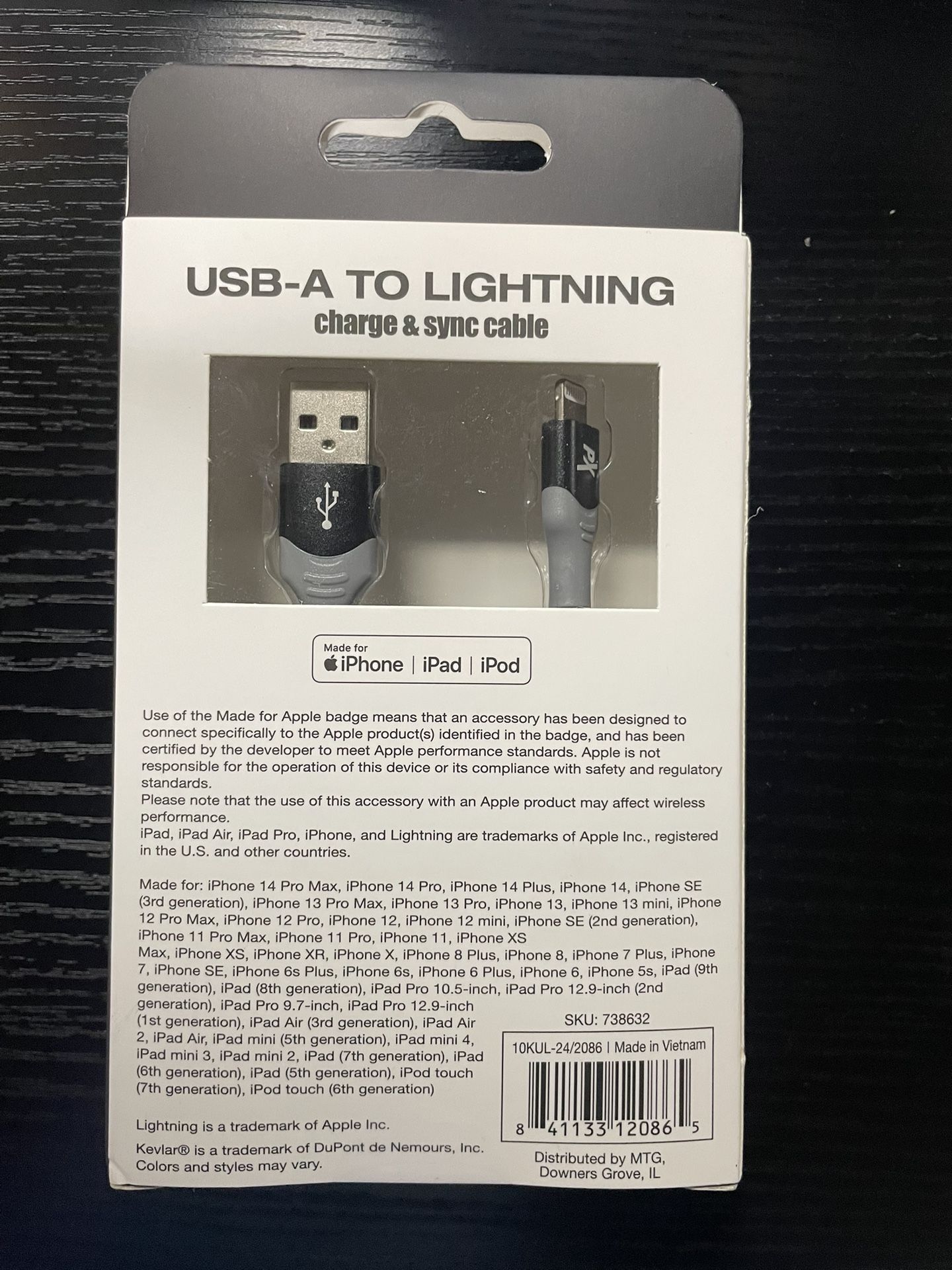 Powerxcel USB-A to Lightning Cable - 10 Ft Fast Charge - photo 2