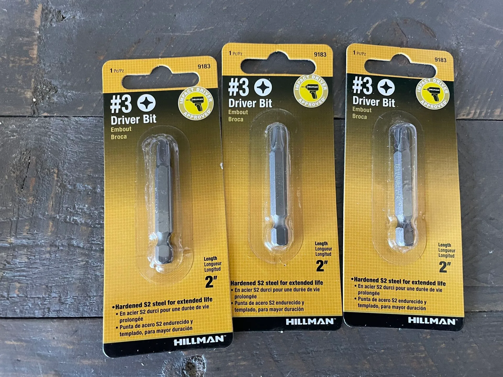 Hillman 2 Inch #3 Driver Bit - Set Of 3