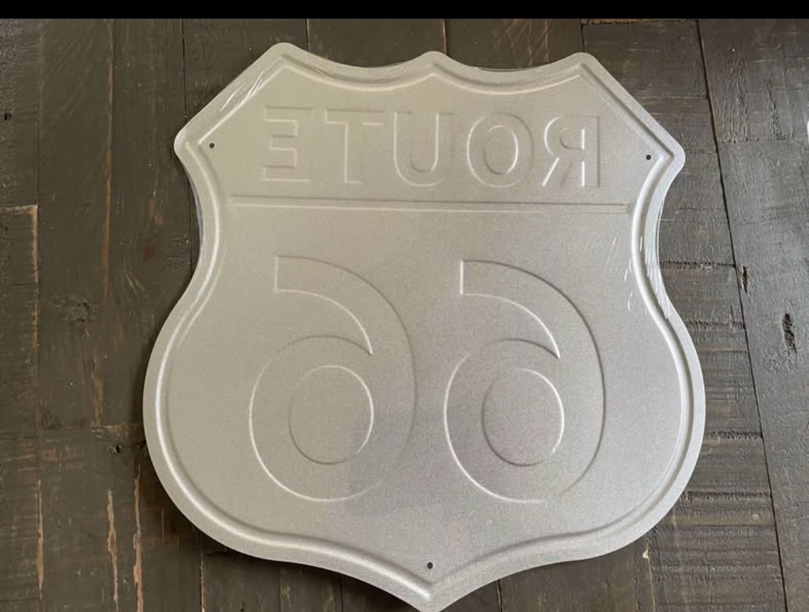 NEW - Hanging Tin Polygon Route 66 Metal Sign - photo 3