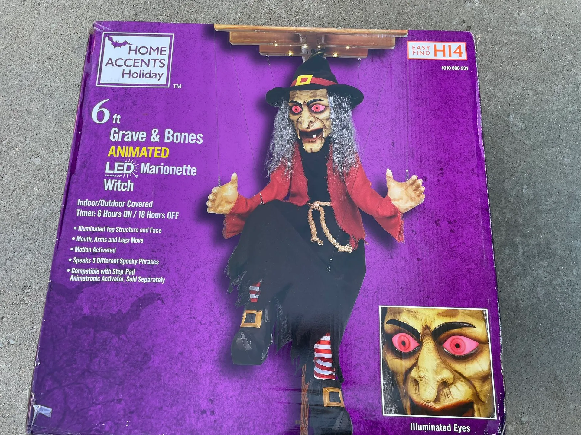 Halloween Animatronic 6' Marionette Witch Puppet Prop Animated