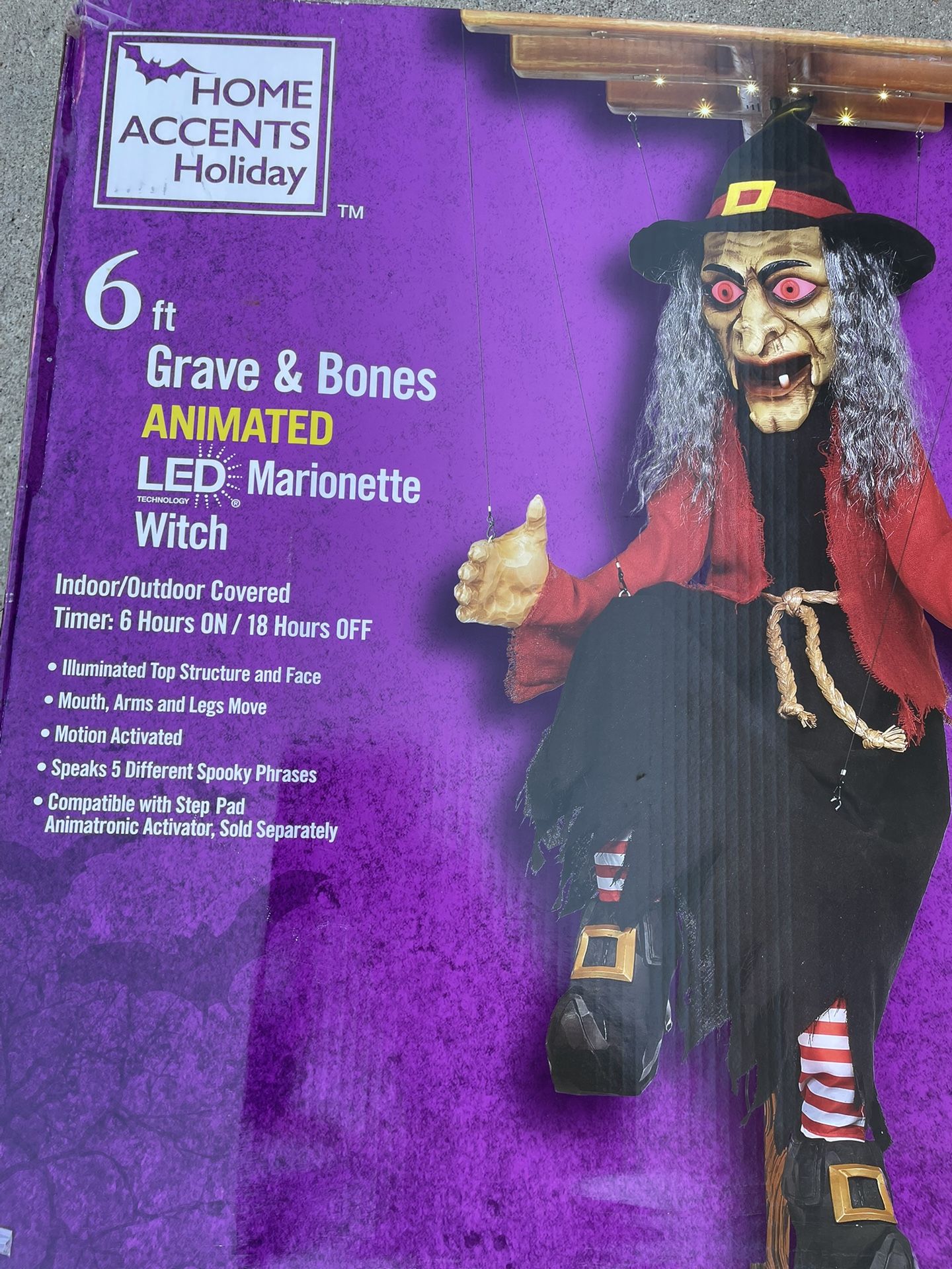 Halloween Animatronic 6' Marionette Witch Puppet Prop Animated - photo 2