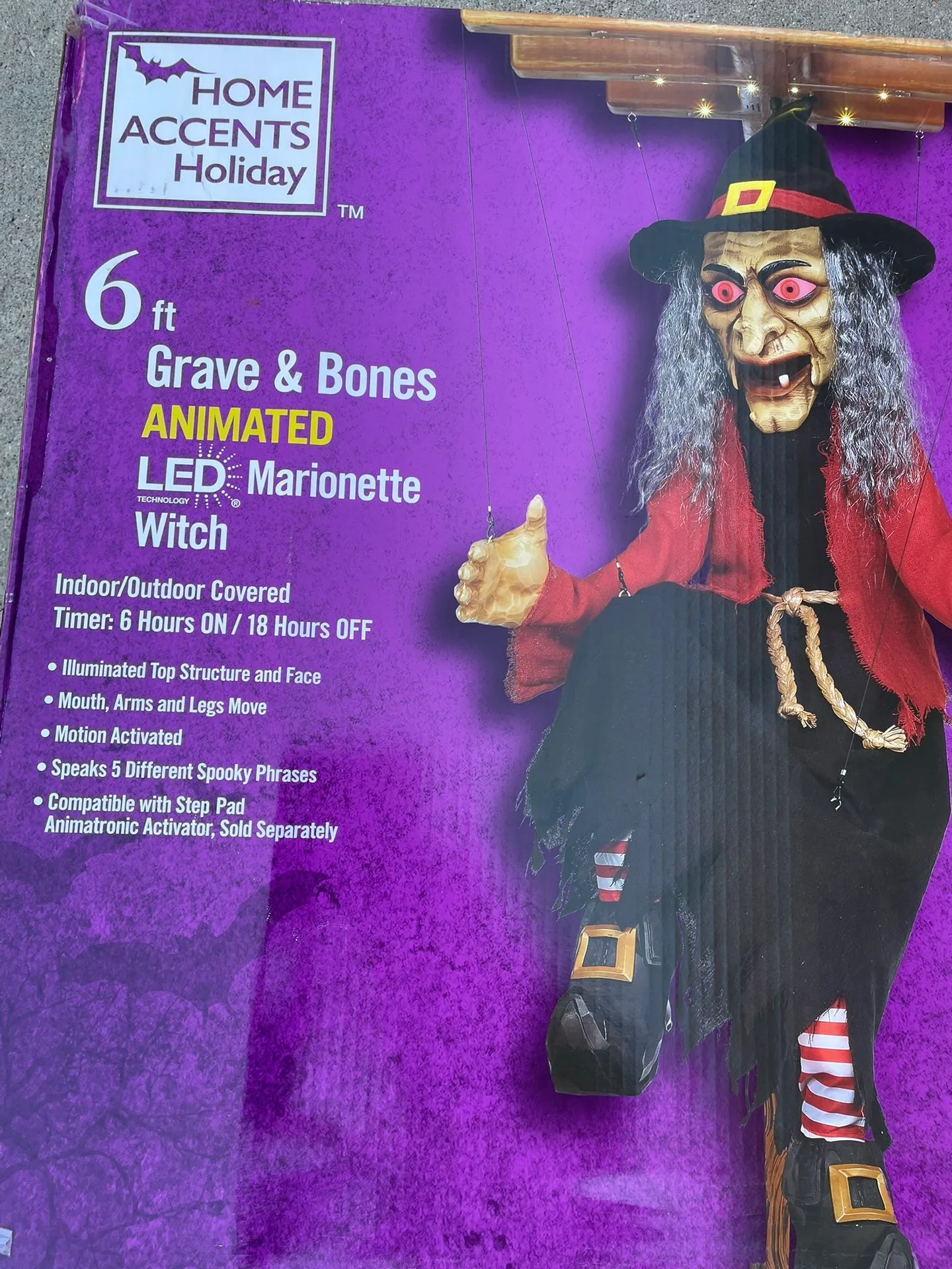 Halloween Animatronic 6' Marionette Witch Puppet Prop Animated - photo 2