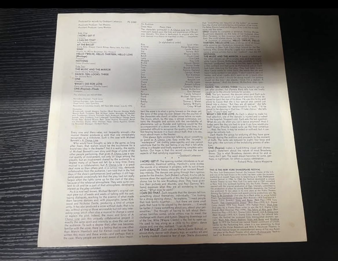 A Chorus Line Collectible Vinyl Record LP - Musical Theater Edit - photo 5