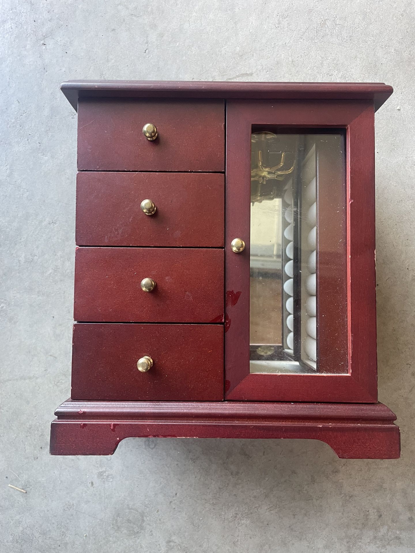 Jewelry Organizer - Cherry Wood Finish, Drawers, Necklace & Ring