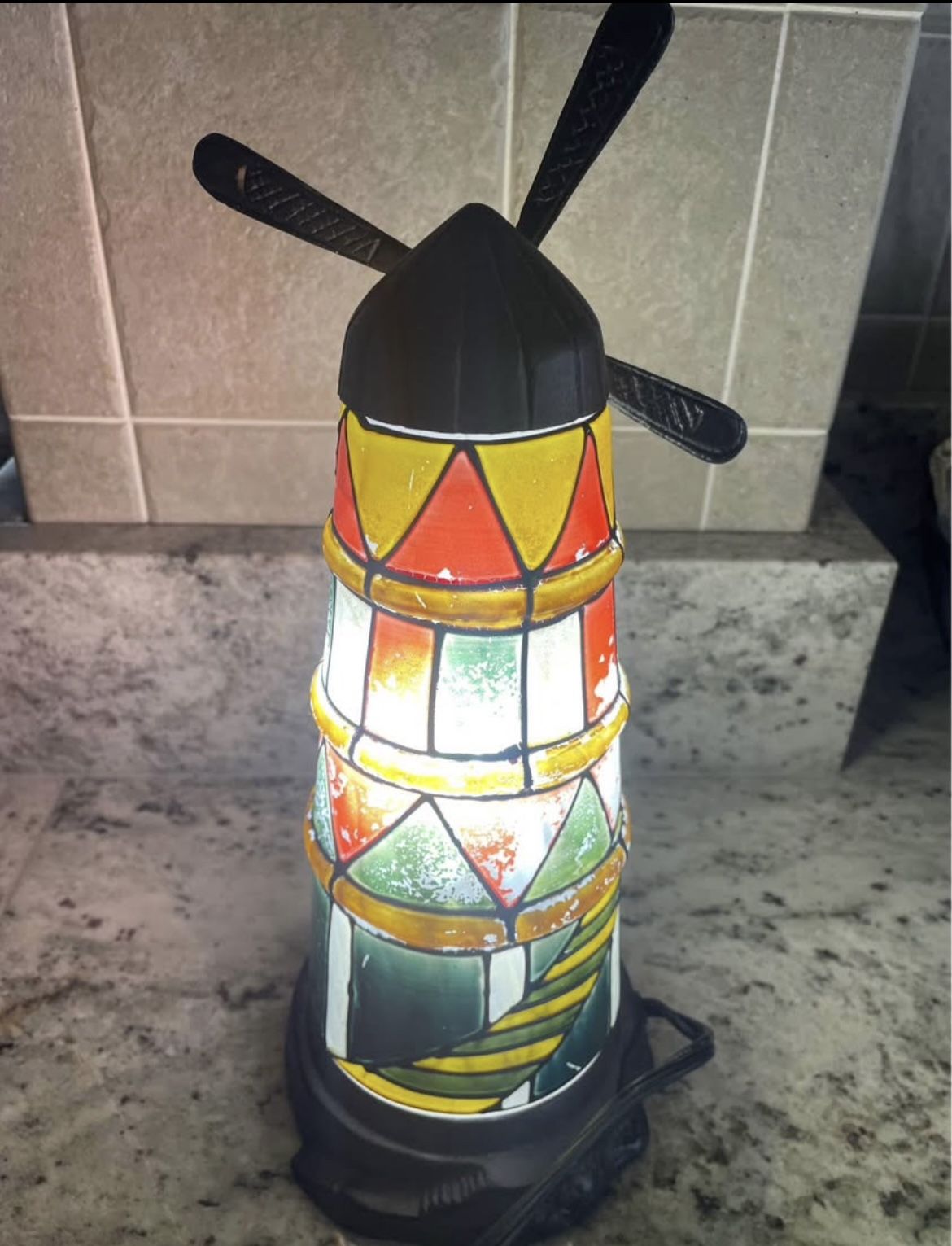 Vintage Cast Iron Lighthouse Night Light - Blinking, Steady On, - photo 3