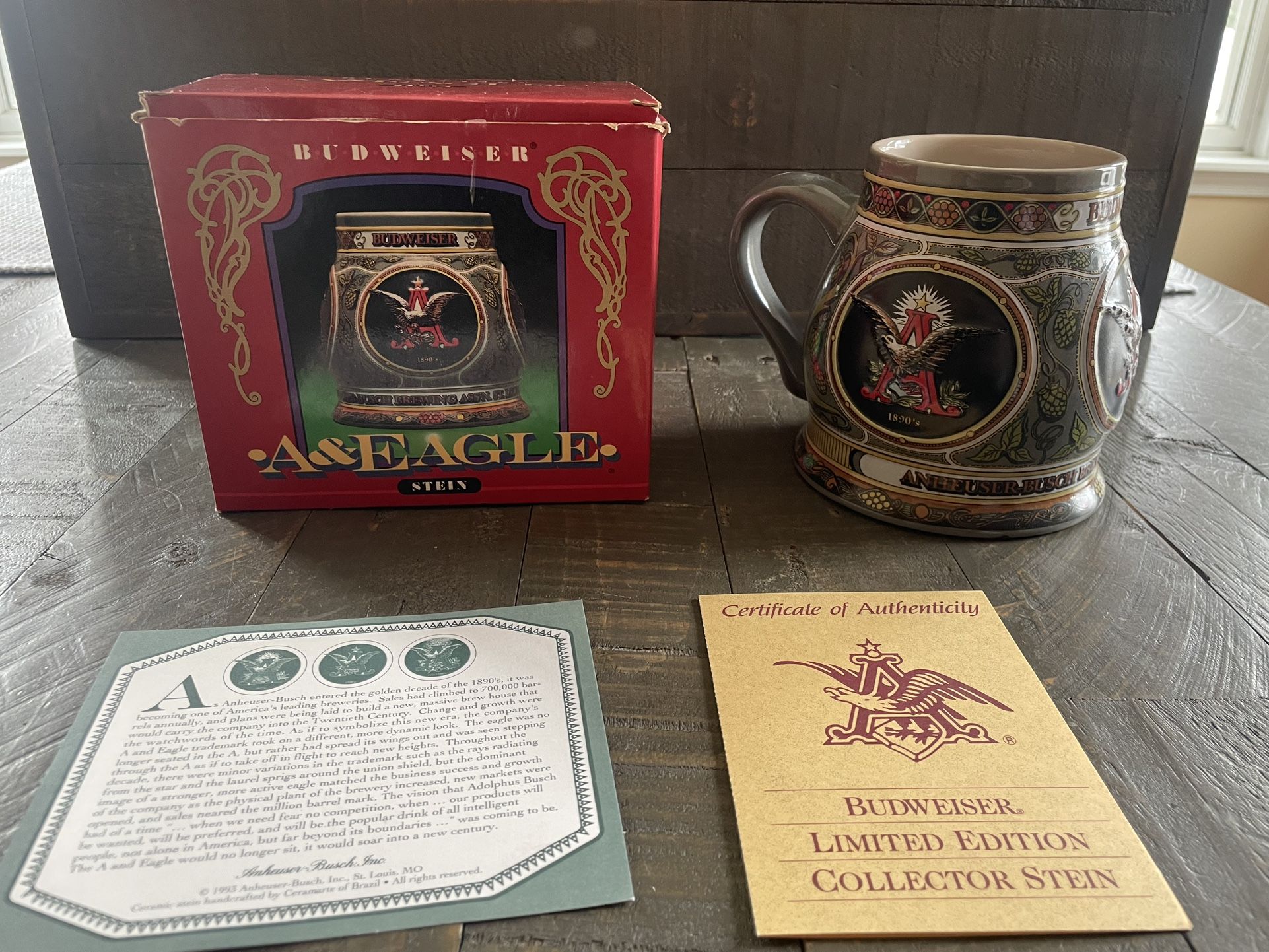Vintage Budweiser Eagle Series Stein - 1890 Edition