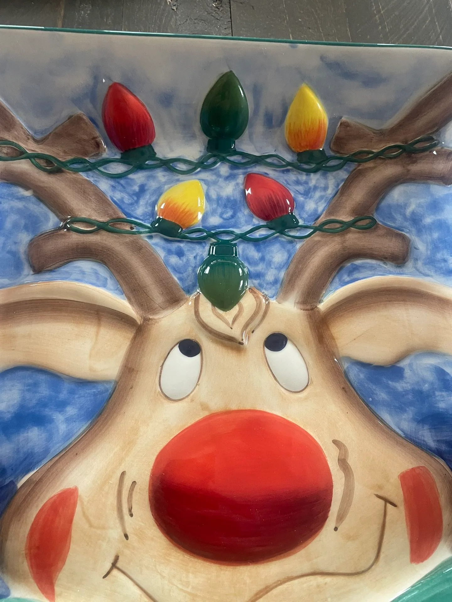 Vintage Clay Art Reindeer Chip 'N Dip Platter - photo 2