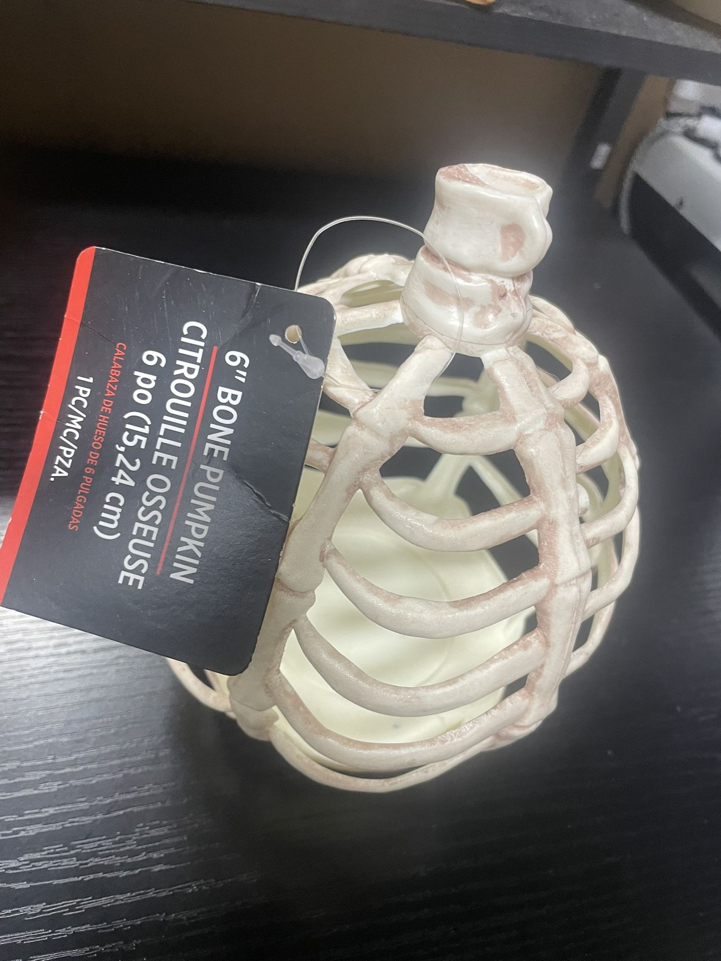 NEW - 6” Skeleton Bone Pumpkin Plastic