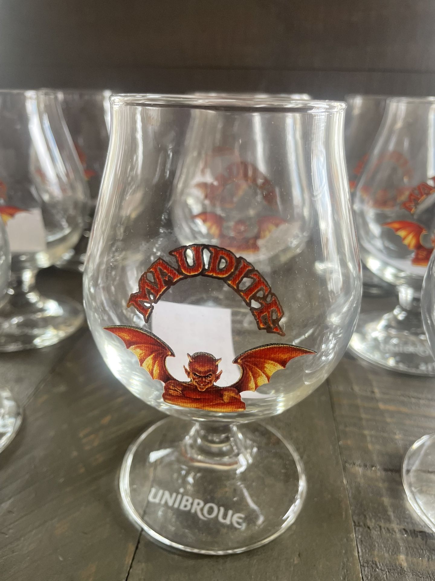 Set of 12 Unibroue Maudite Beer Tulip Goblets - Rare - photo 2