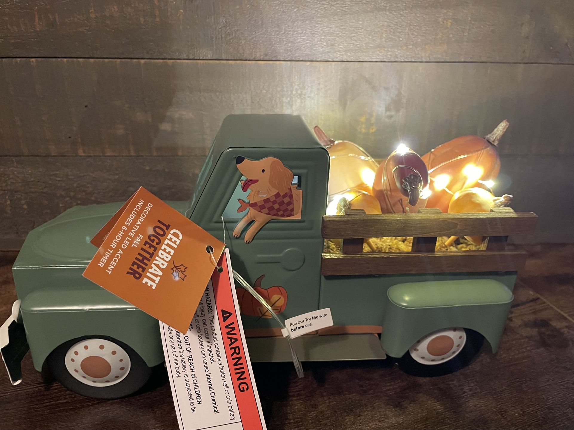 NEW - Metal LED w Timer Dog Fall Pickup Truck