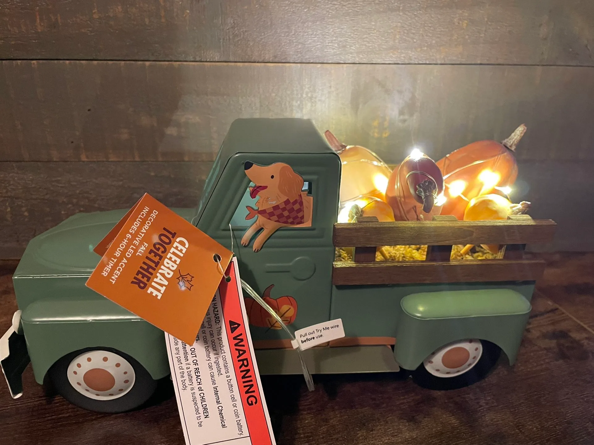 NEW - Metal LED w Timer Dog Fall Pickup Truck