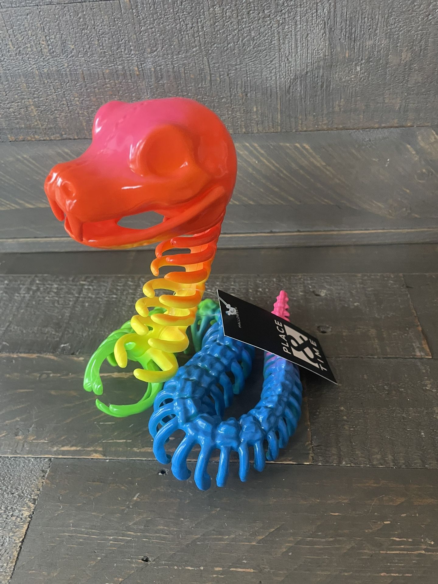 Rainbow Skeleton Snake - Faux - Mouth Opens