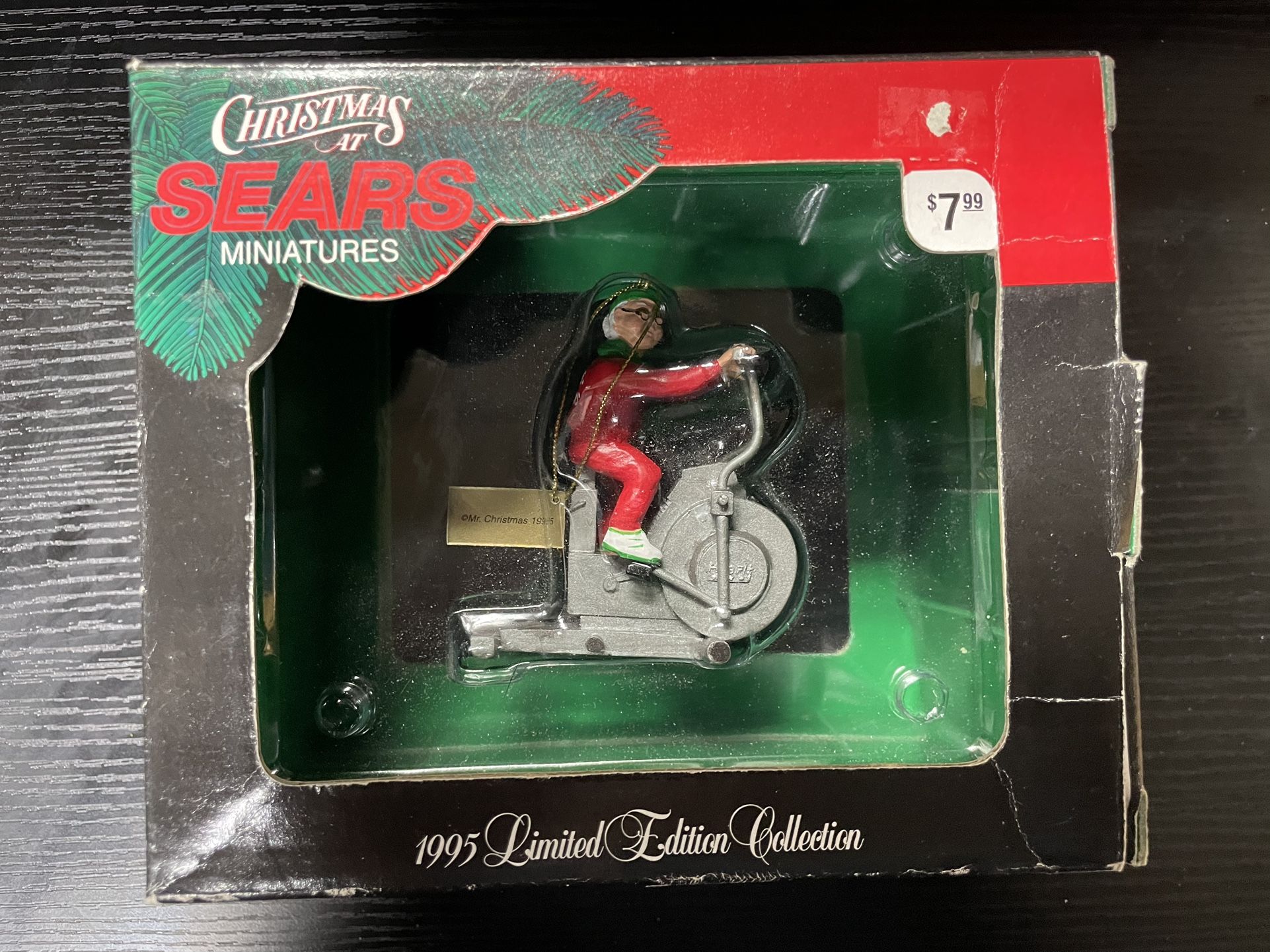 Sears Miniatures 1995 Mrs. Claus Exercise Bike Ornament - New