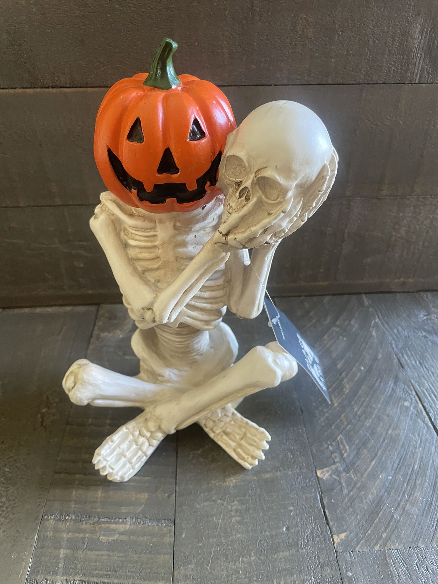 NEW - Halloween Pumpkin Skeleton Resin Figurine