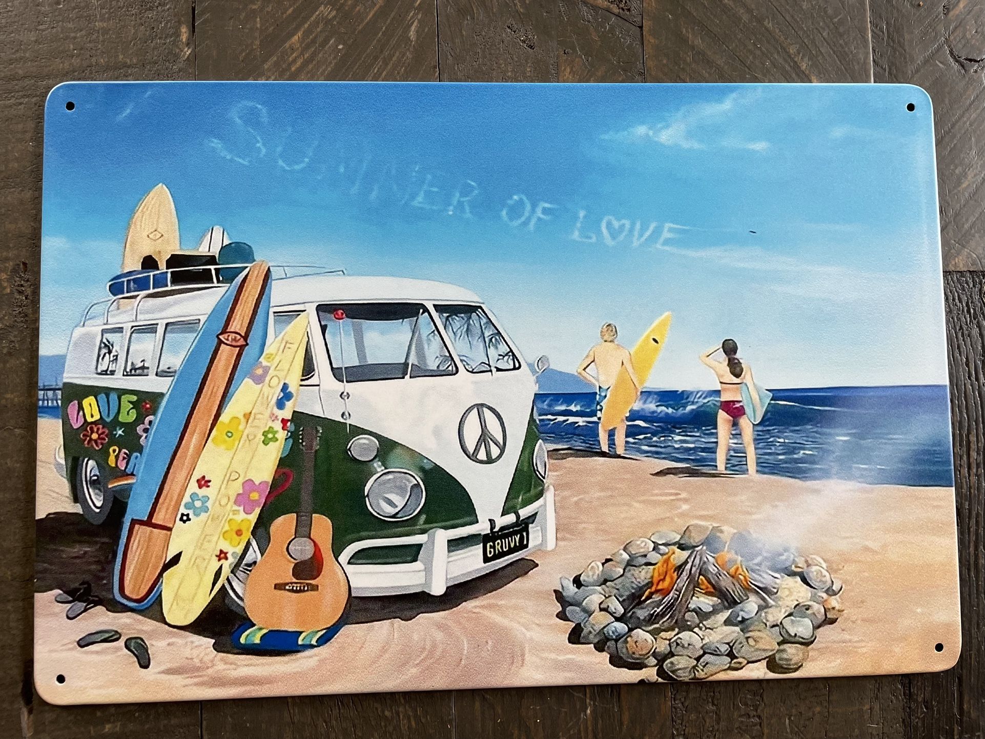 3D VW Metal Wall Hanging - Tin - Beach
