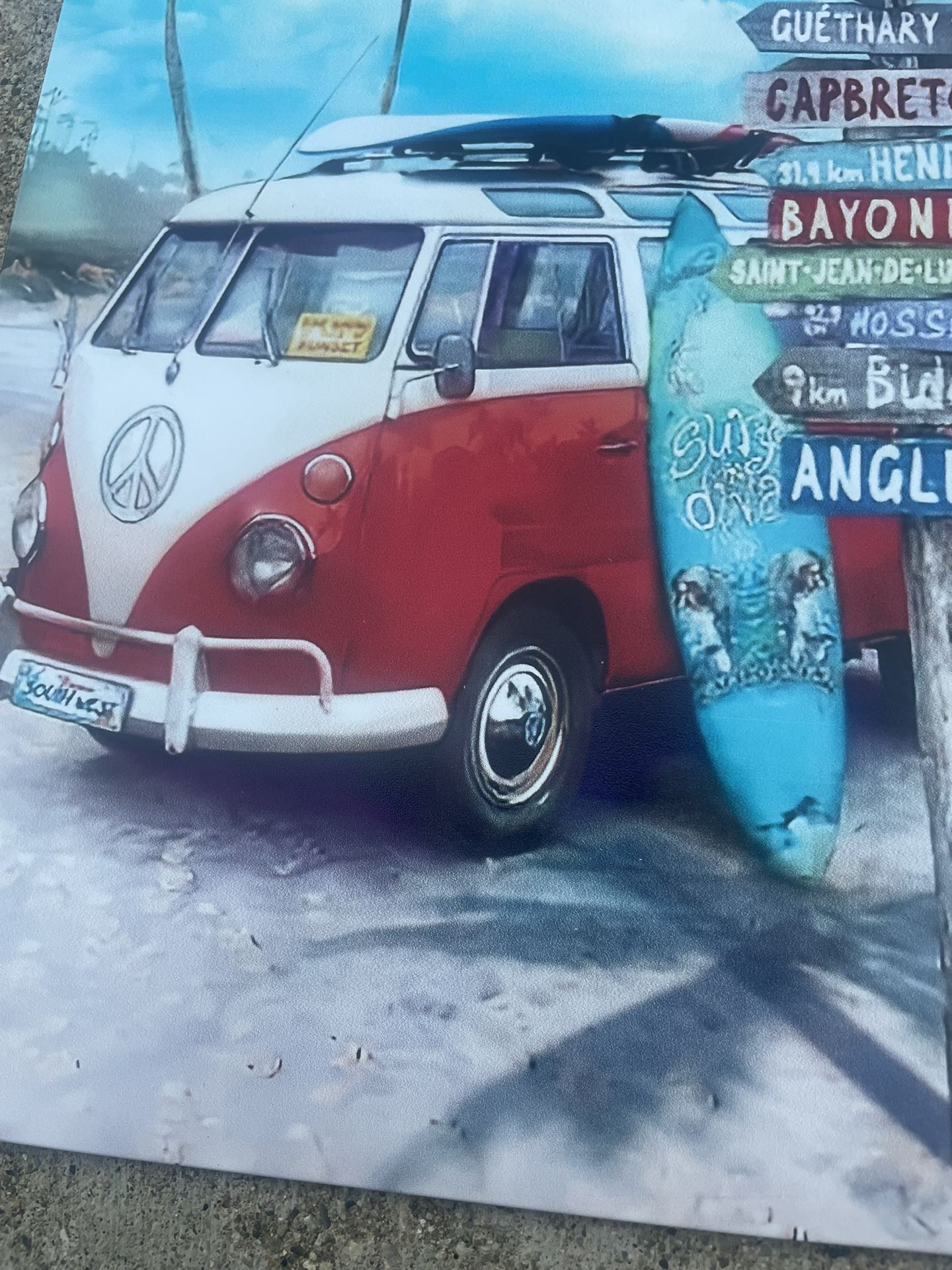 NEW - VW wall hanging metal tin - art - Beach - Coastal - photo 2