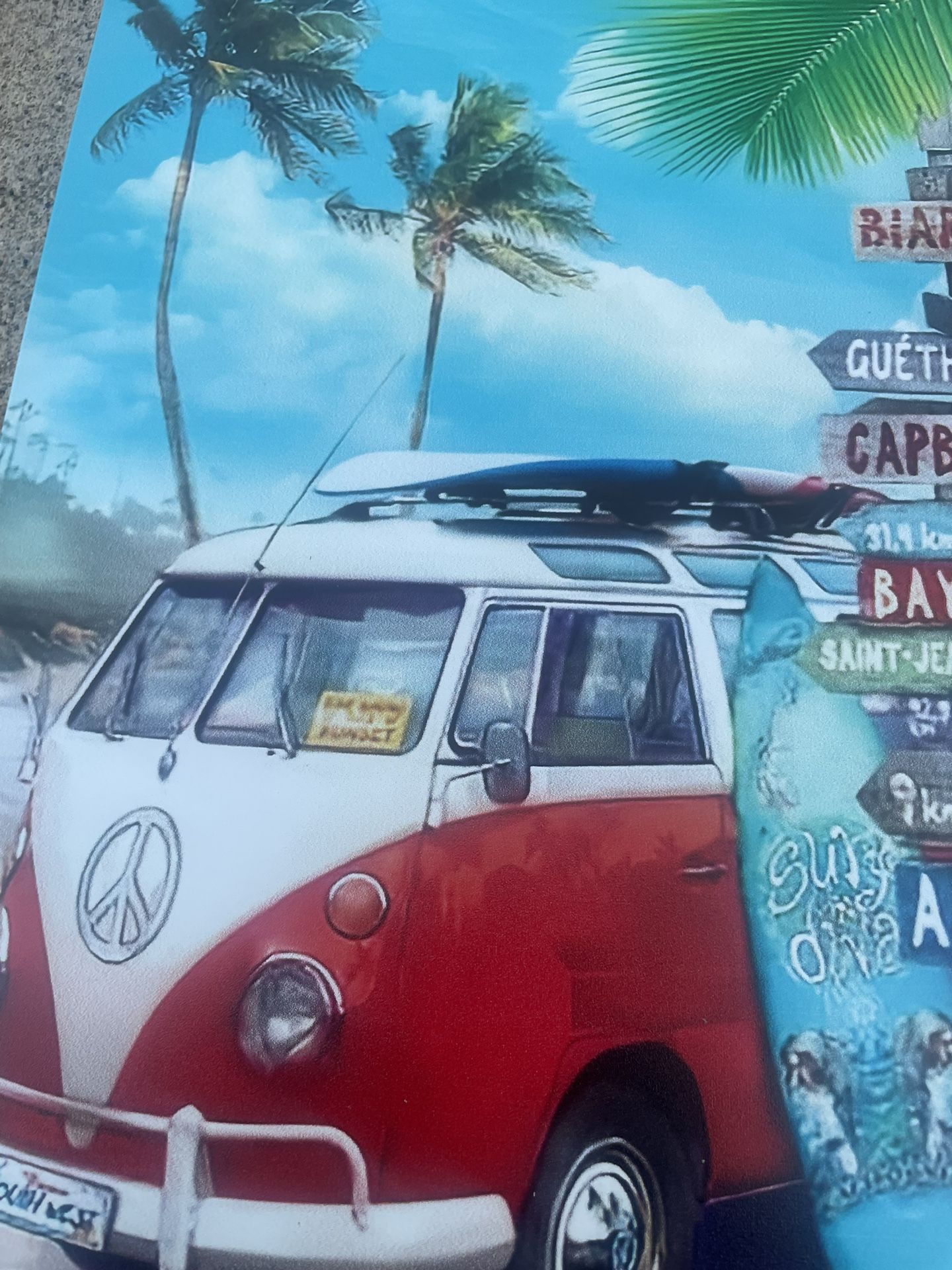 NEW - VW wall hanging metal tin - art - Beach - Coastal - photo 4