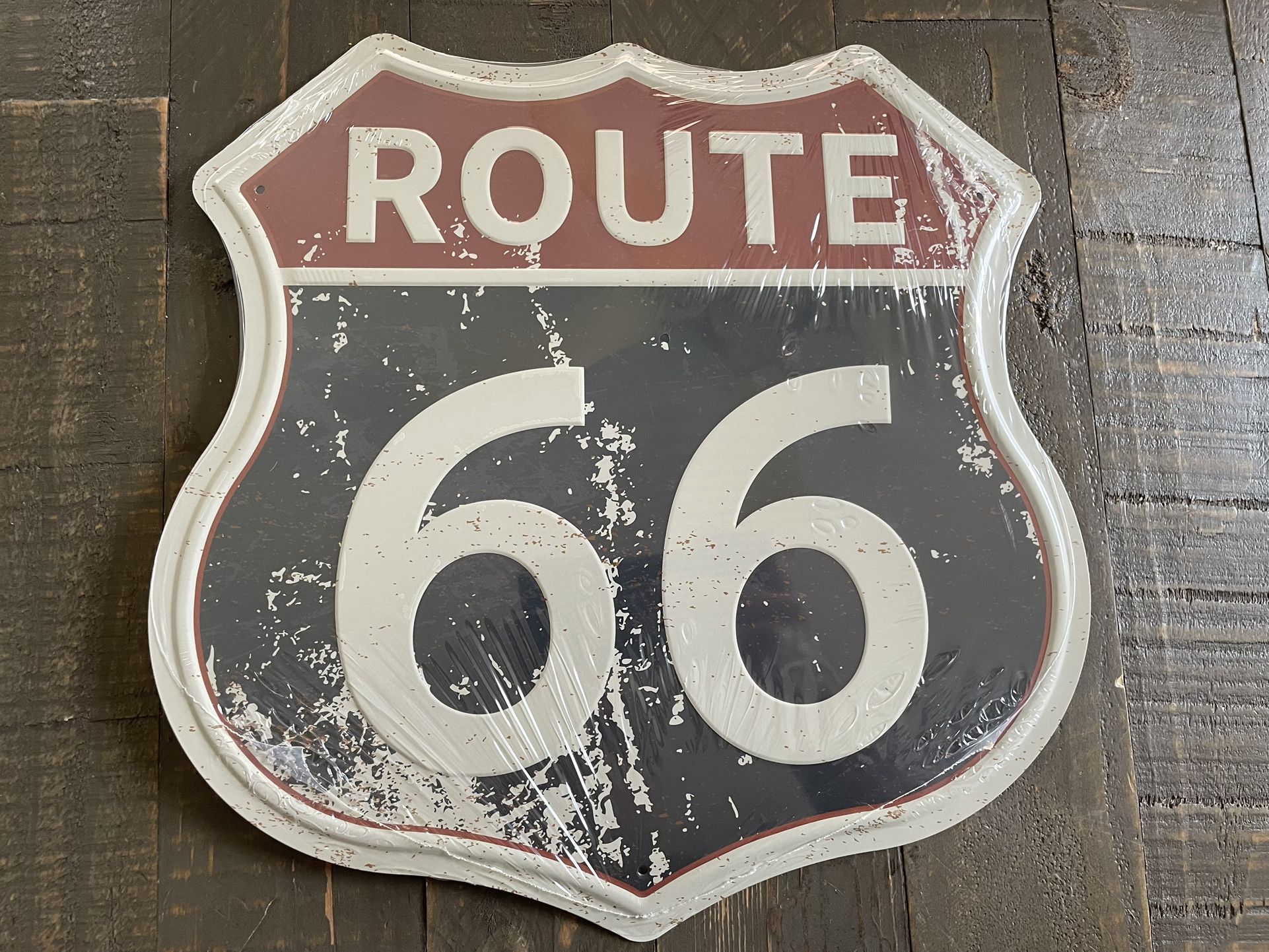 NEW - 3D Hanging Metal Route 66 Tin Sign