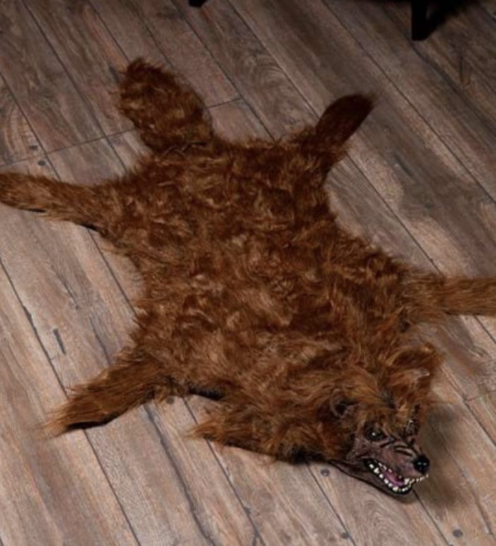 NEW- 5.5 Ft. Faux Animated Throw Werewolf Rug With Light And Sou