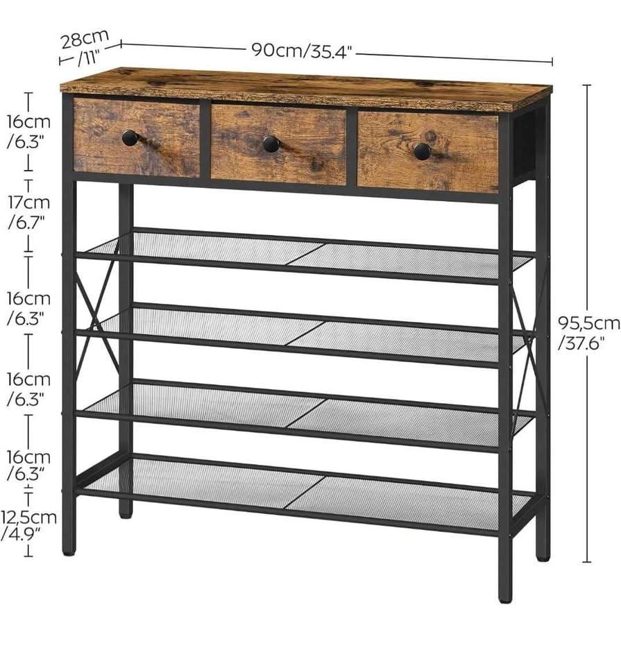 5-Tier Shoe Rack with 3 Drawers, Metal Shoe Organizer - photo 2
