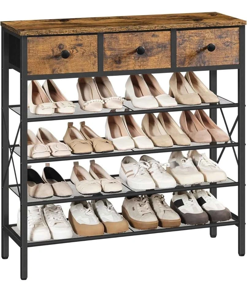 5-Tier Shoe Rack with 3 Drawers, Metal Shoe Organizer - photo 4
